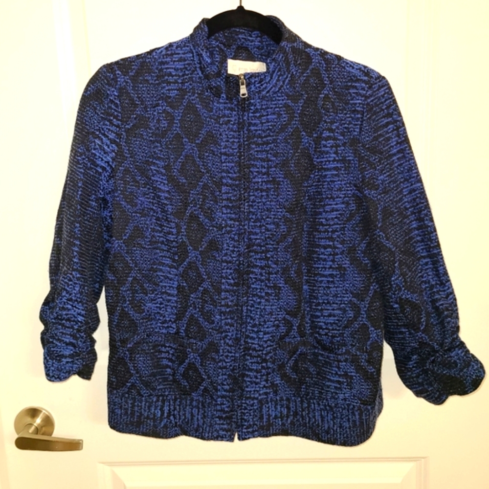 Erin London black and blue snake print jacket